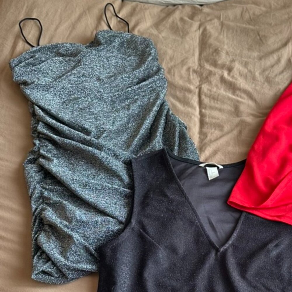 H&M Sparkly Ruched Mini Dress
